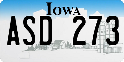 IA license plate ASD273