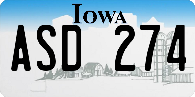 IA license plate ASD274