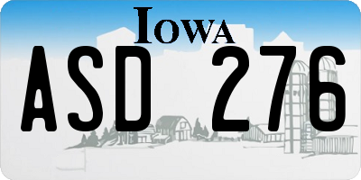 IA license plate ASD276