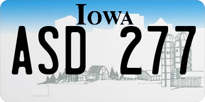 IA license plate ASD277