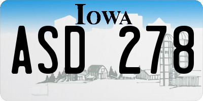 IA license plate ASD278