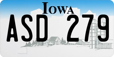 IA license plate ASD279