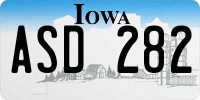 IA license plate ASD282