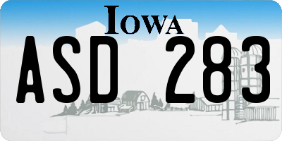 IA license plate ASD283