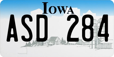 IA license plate ASD284