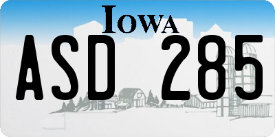 IA license plate ASD285