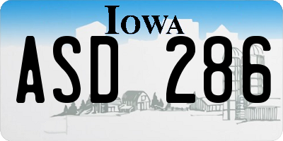 IA license plate ASD286