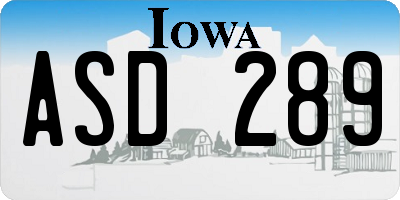 IA license plate ASD289