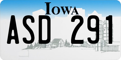 IA license plate ASD291
