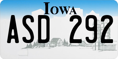 IA license plate ASD292