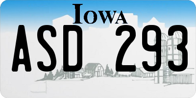 IA license plate ASD293