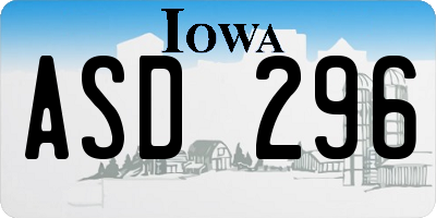 IA license plate ASD296