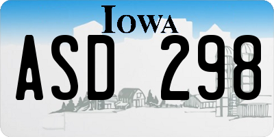 IA license plate ASD298