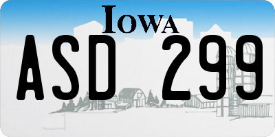 IA license plate ASD299