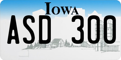IA license plate ASD300