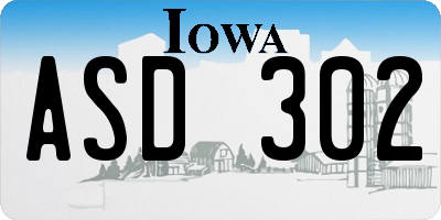 IA license plate ASD302
