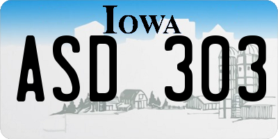 IA license plate ASD303