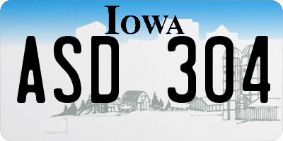 IA license plate ASD304
