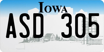 IA license plate ASD305