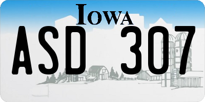 IA license plate ASD307