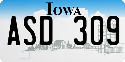IA license plate ASD309