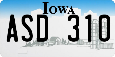 IA license plate ASD310