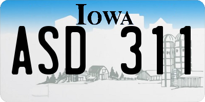 IA license plate ASD311