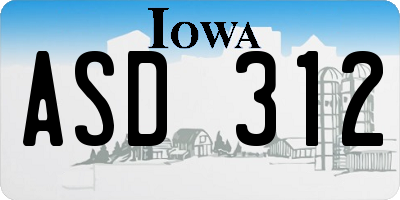 IA license plate ASD312