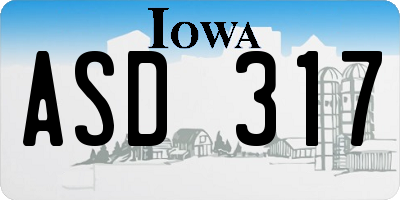 IA license plate ASD317