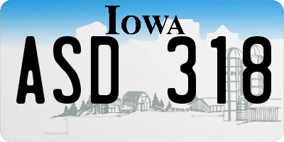 IA license plate ASD318