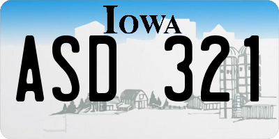 IA license plate ASD321