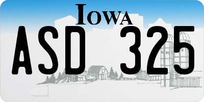 IA license plate ASD325