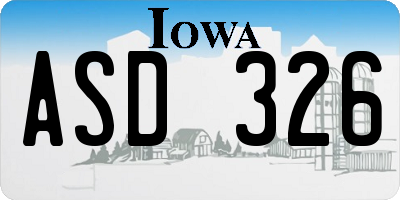 IA license plate ASD326
