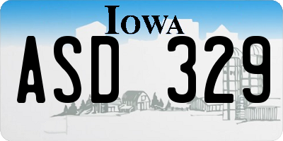 IA license plate ASD329