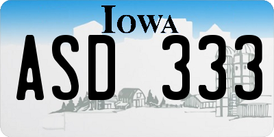 IA license plate ASD333