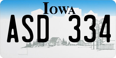 IA license plate ASD334