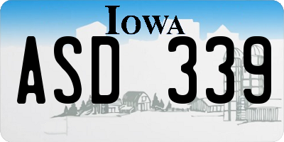 IA license plate ASD339