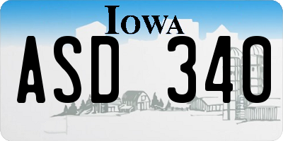 IA license plate ASD340