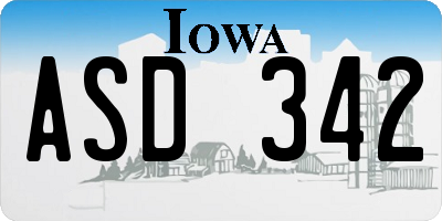 IA license plate ASD342