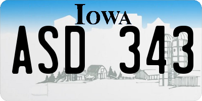 IA license plate ASD343