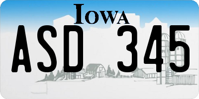 IA license plate ASD345