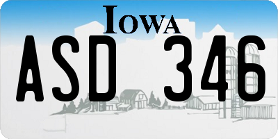 IA license plate ASD346