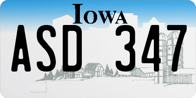 IA license plate ASD347