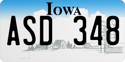IA license plate ASD348