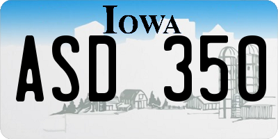 IA license plate ASD350