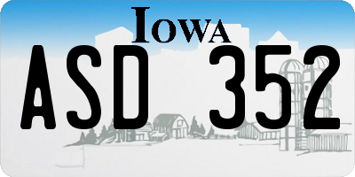IA license plate ASD352