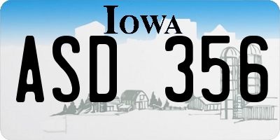 IA license plate ASD356