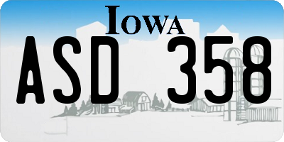 IA license plate ASD358