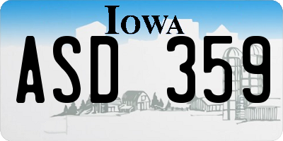 IA license plate ASD359