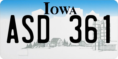 IA license plate ASD361
